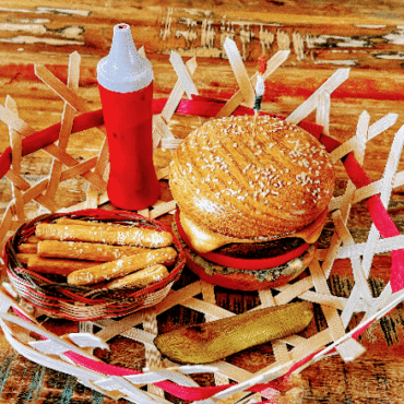 Donald Vance's Hamburger, Fries & Pickle (Made entirely of Wood!)